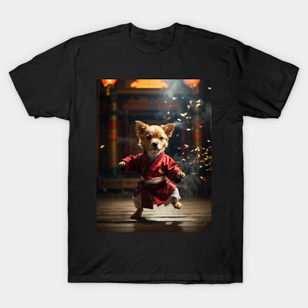 Cute Red Kung Fu Puppy T-Shirt by Ratherkool